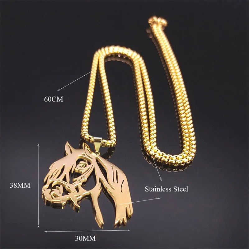 Horse Head Pendant Necklace for Women/Men Stainless Steel Animal Accessories Chain Necklaces Gift Jewelry Colar Masculino N2026