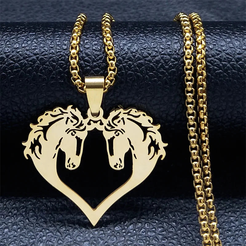 Horse Head Pendant Necklace for Women/Men Stainless Steel Animal Accessories Chain Necklaces Gift Jewelry Colar Masculino N2026