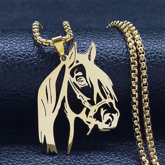 Horse Head Pendant Necklace for Women/Men Stainless Steel Animal Accessories Chain Necklaces Gift Jewelry Colar Masculino N2026