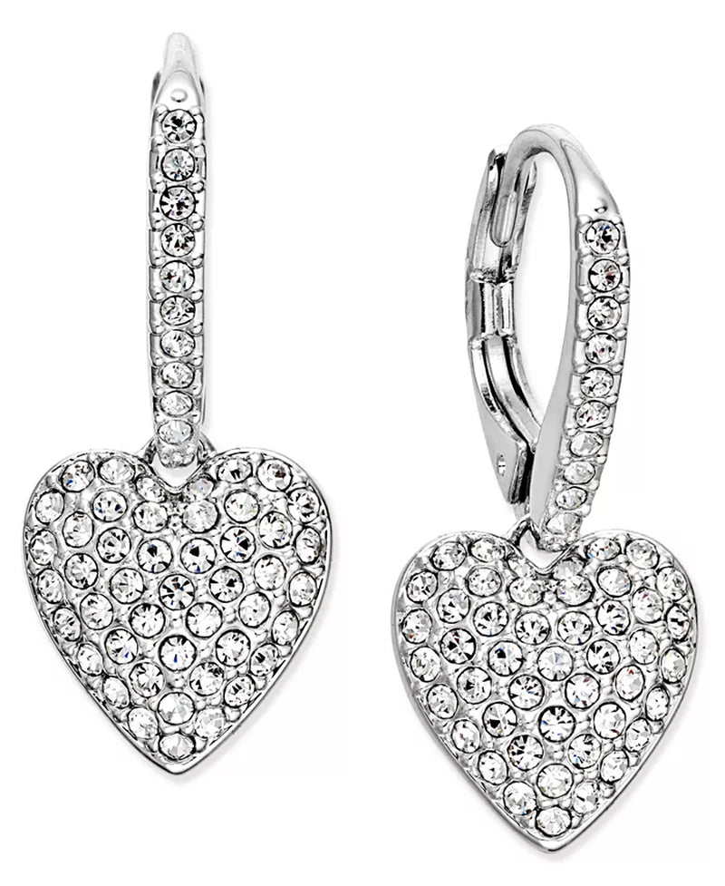 Pavé Heart Drop Earrings, Created for Macy'S