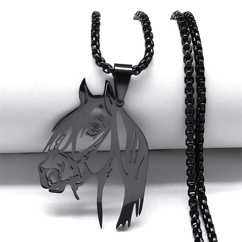 Horse Head Pendant Necklace for Women/Men Stainless Steel Animal Accessories Chain Necklaces Gift Jewelry Colar Masculino N2026